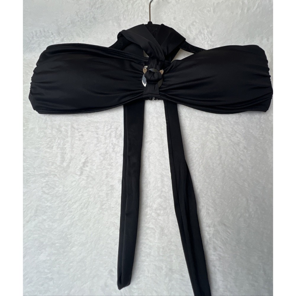 Michael Kors Bikini Top Womens L Black MK Gold Logo Classic Beach Swimwear‎